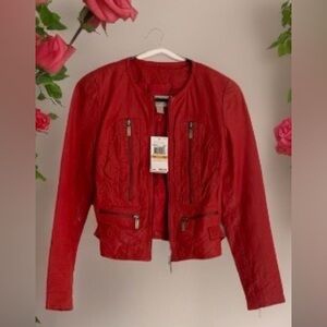 Michael Kors Red Leather Jacket